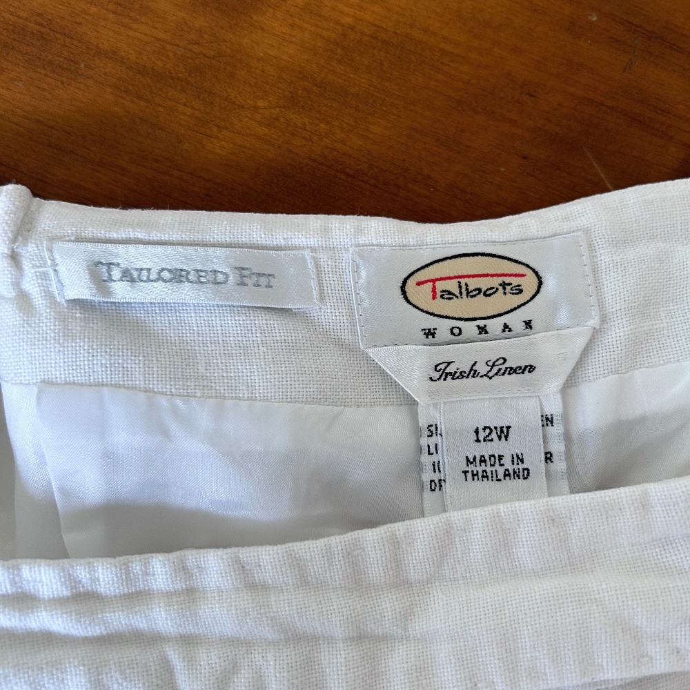 12W WHITE TALBOTS LINEN PANTS gorgeous